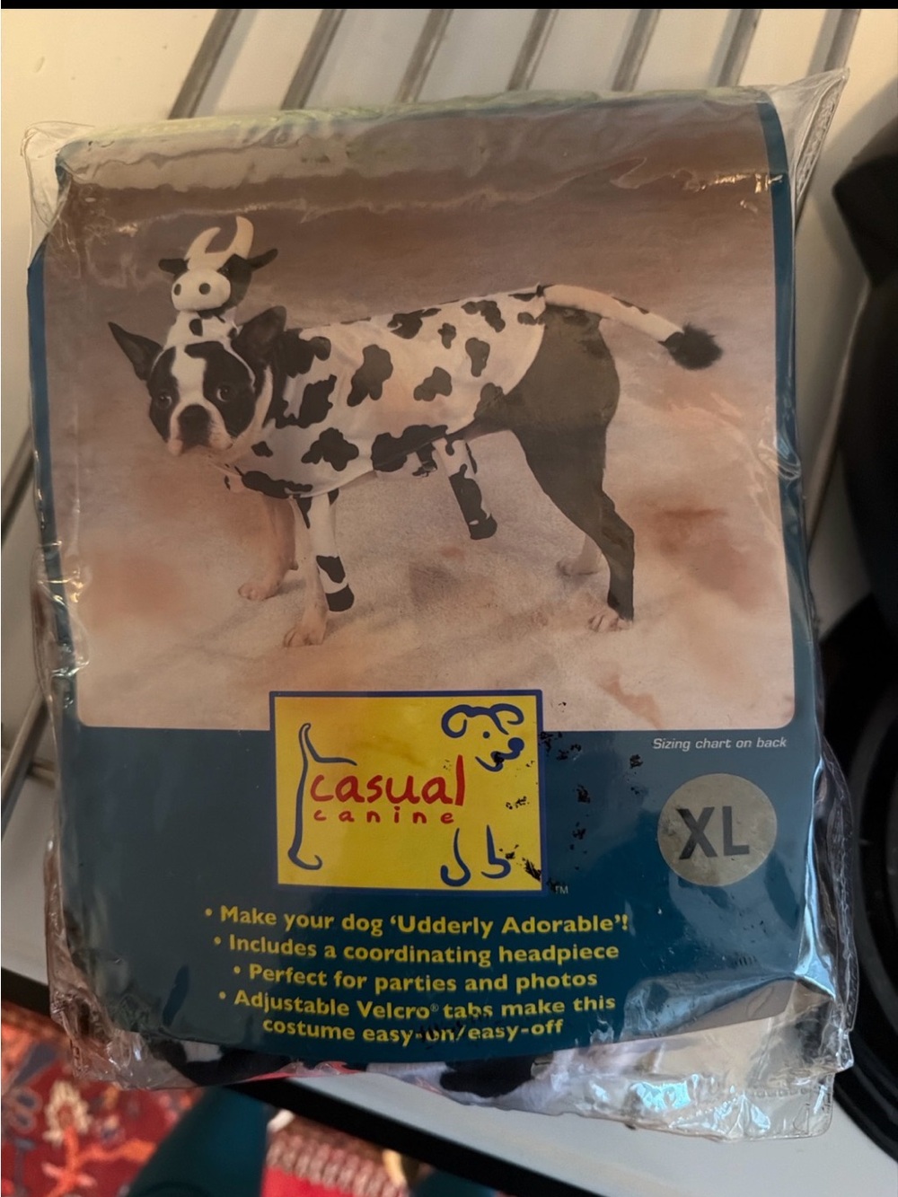 Casual Canine Black and White Spotted Cow Dog Costume XL